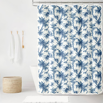 Janie in Classic Blue Scalloped Edge Shower Curtain