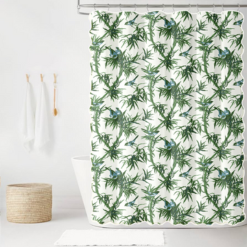 Janie in Emerald and Storm Scalloped Edge Shower Curtain