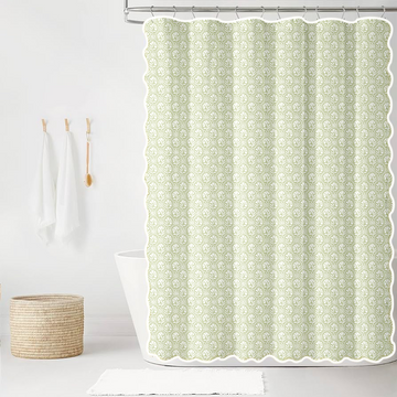 Sophie in Celadon Scalloped Edge Shower Curtain