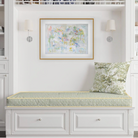 custom bench cushion in floral green pattern