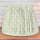 Light green lampshade with floral block print