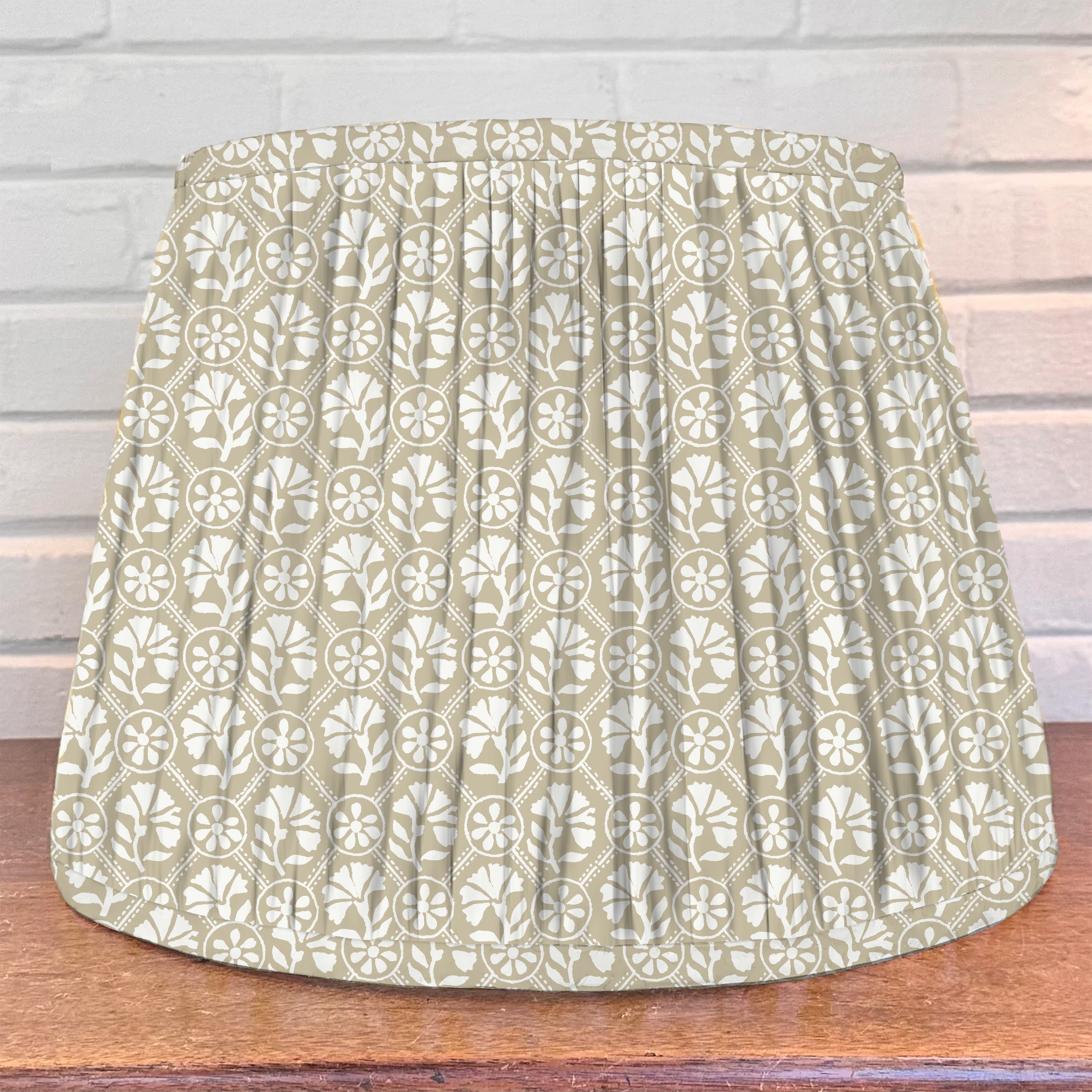 Lampshade in floral block print in tan color