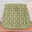 Floral block print lampshade in olive green