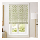 block print roman shade in green