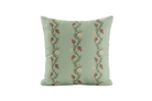 Strawberry vine patterned pillow in green and red.