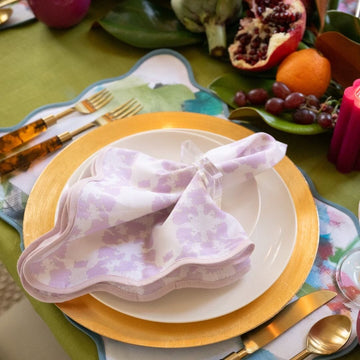 Mosaic Lavender Scalloped Dinner Napkins