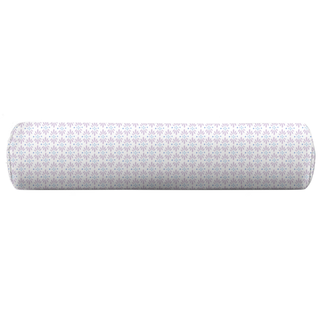 blue and lilac geometric bolster 