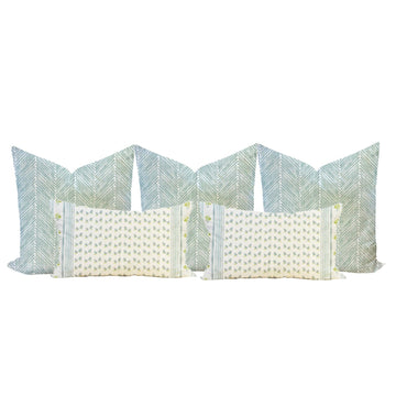 Quick Ship Griffin in Aqua + Miette Pillow Set for Bed