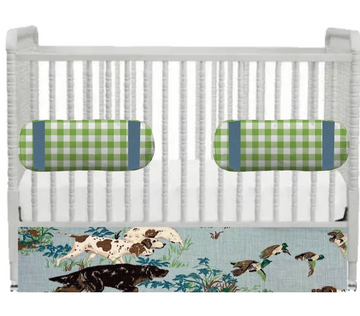 Pointers in Blue Crib Skirt