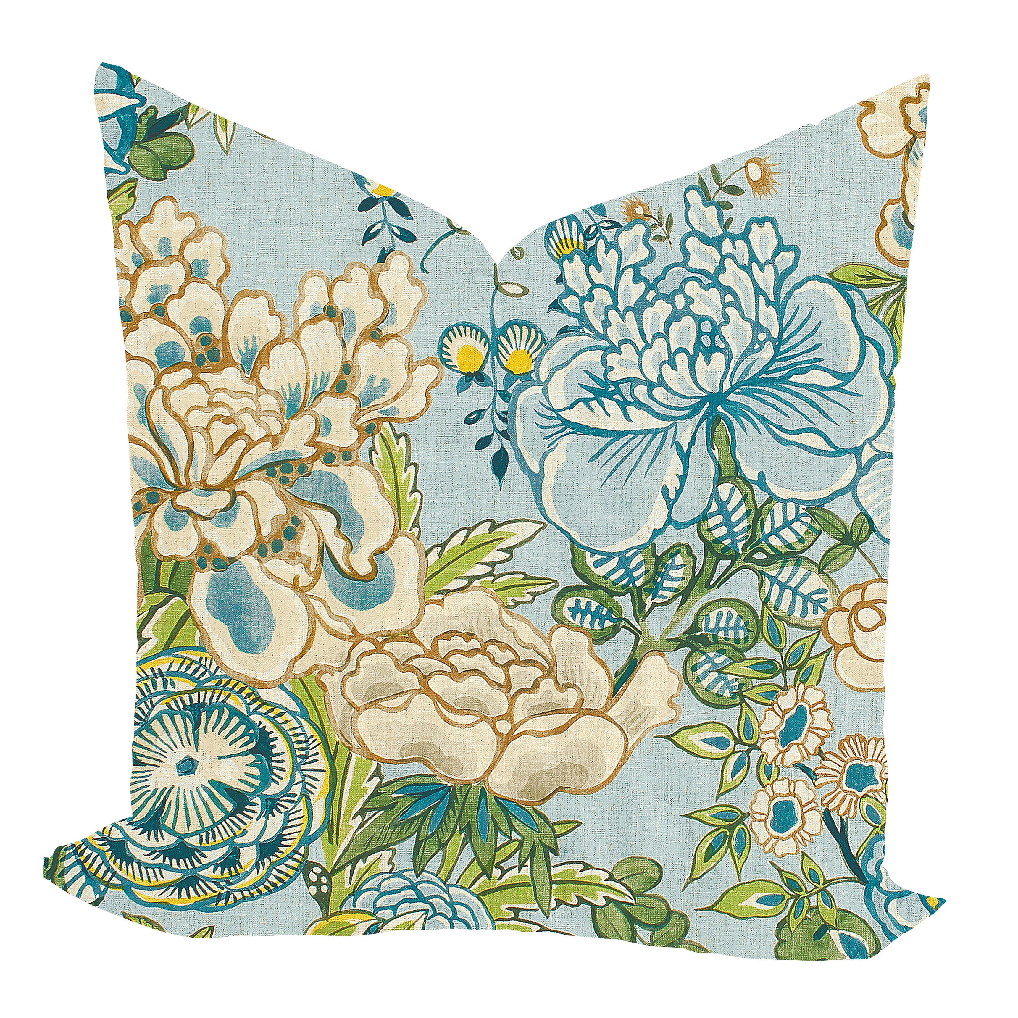 Wheaton Whaley Home Peony Garden in Spa Blue by Thibaut Pillow Cover