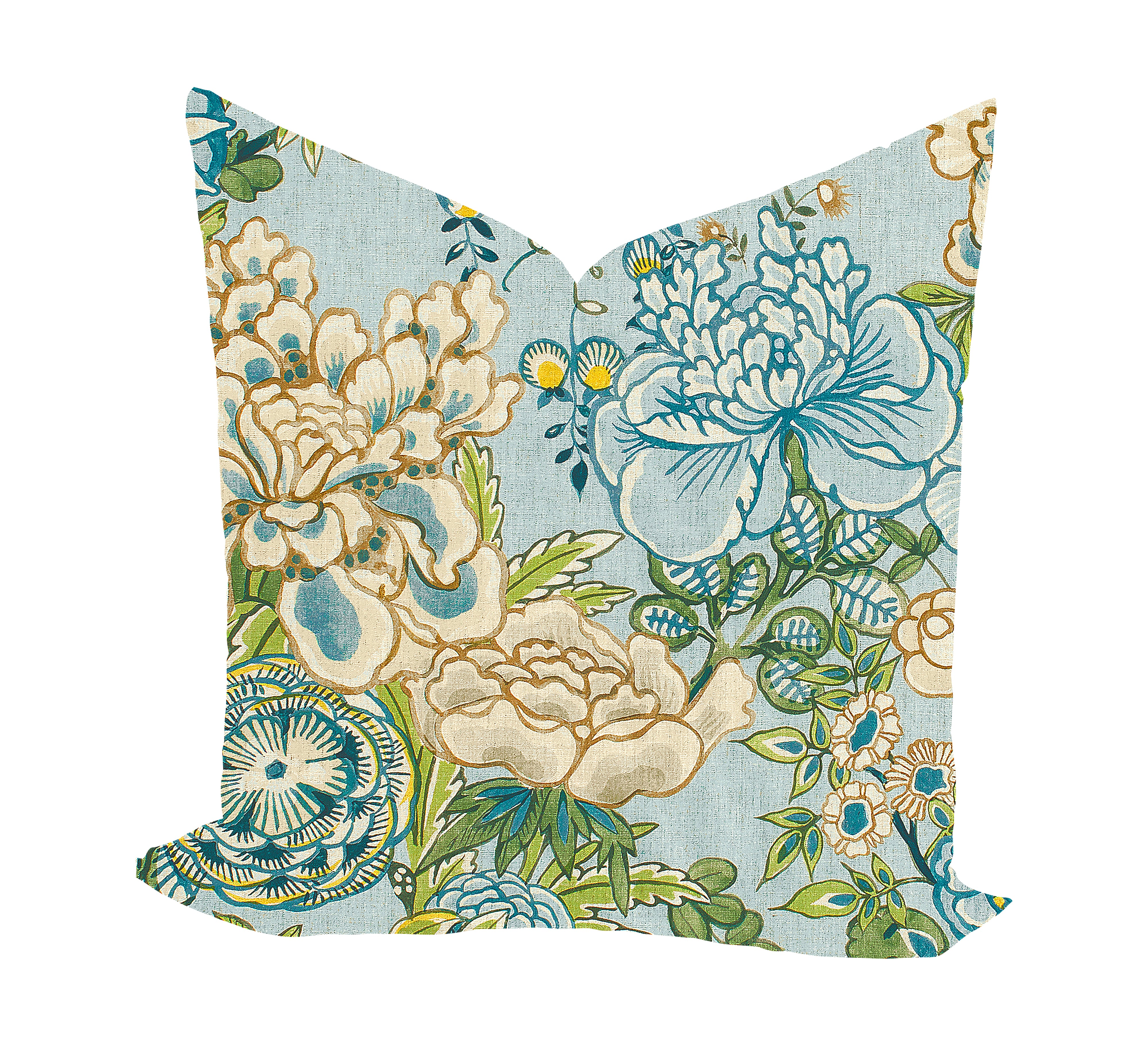 Wheaton Whaley Home Peony Garden in Spa Blue by Thibaut Pillow Cover