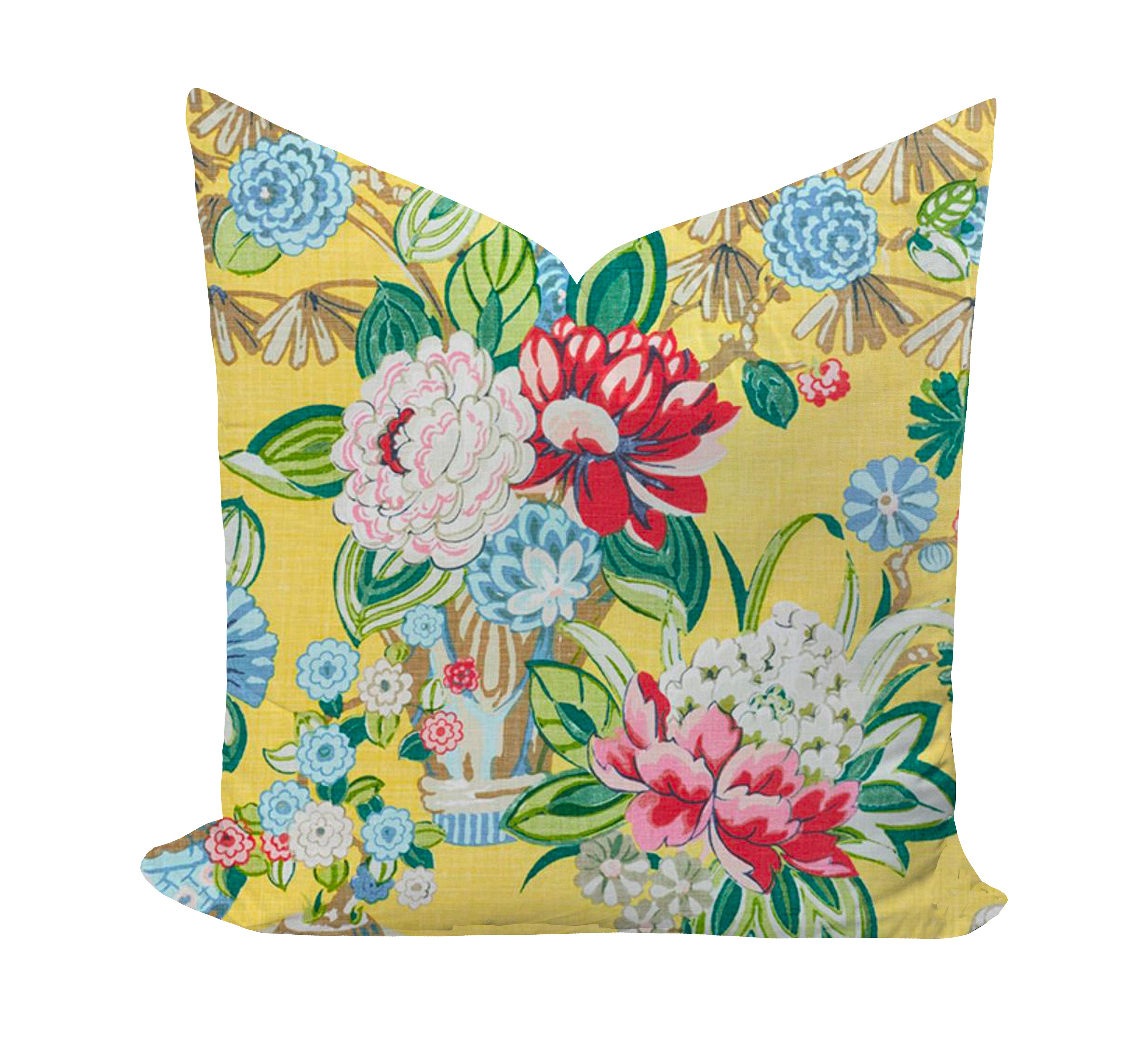 Wheaton Whaley Home Bouquet Chinois in Yellow by Schumacher Pillow Cover