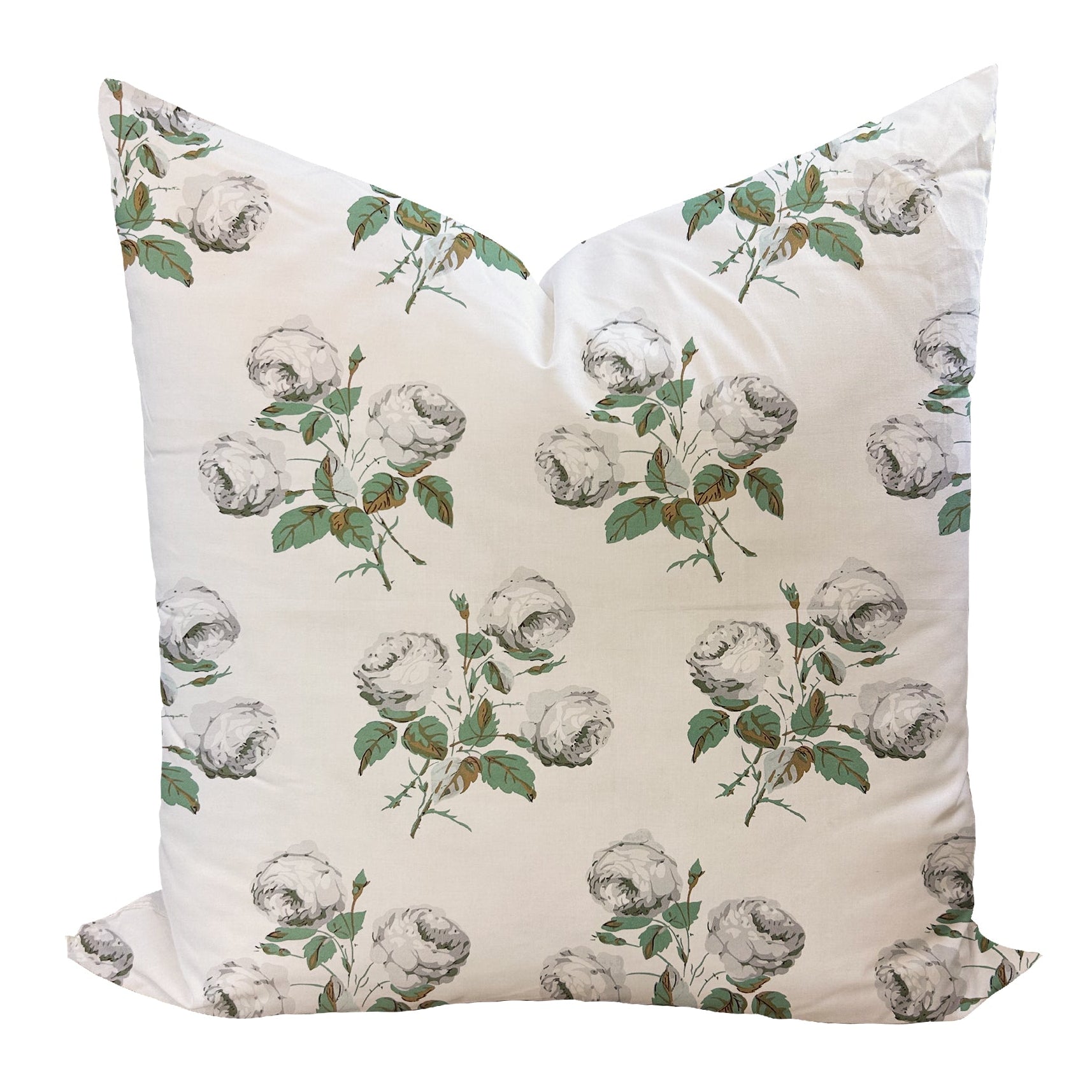 Floral patterned pillow on a white background