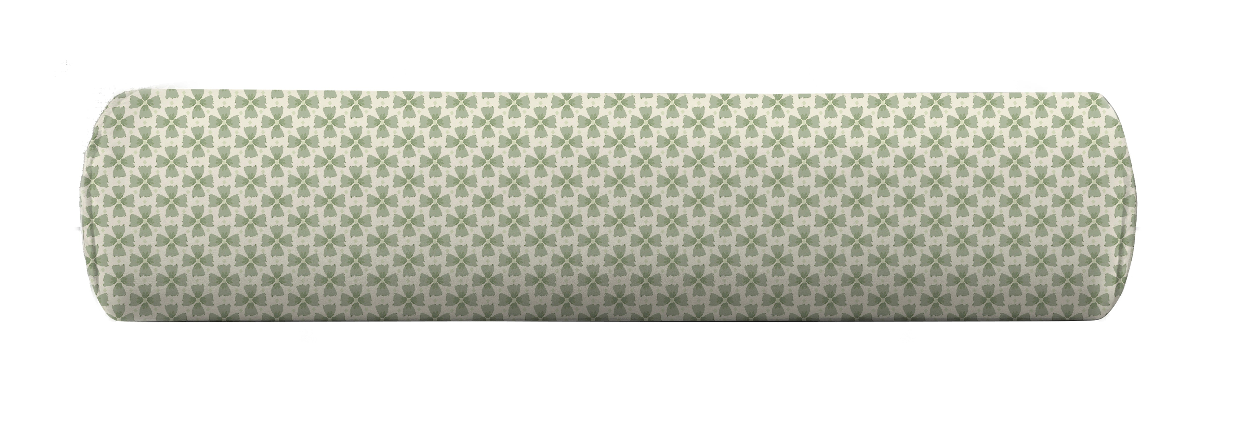 Bolster in sage green floral fabric by Camilla Moss