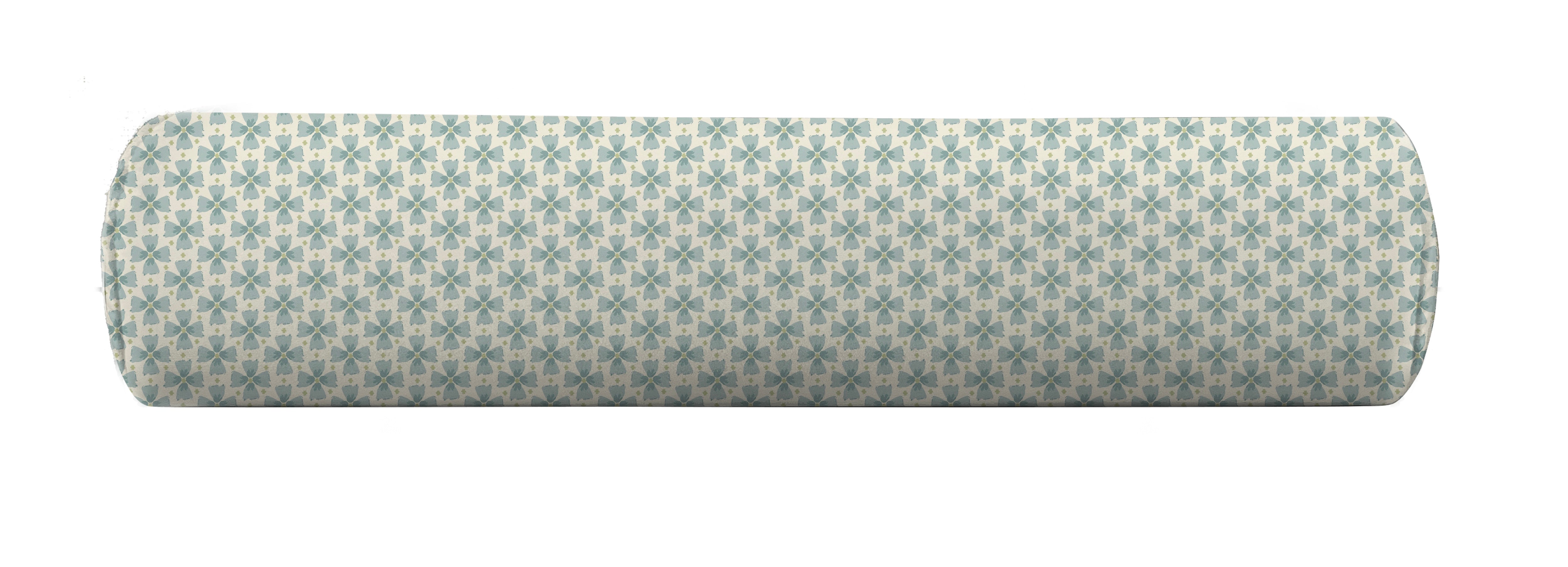 Bolster pillow with blue floral pattern by Camilla Moss