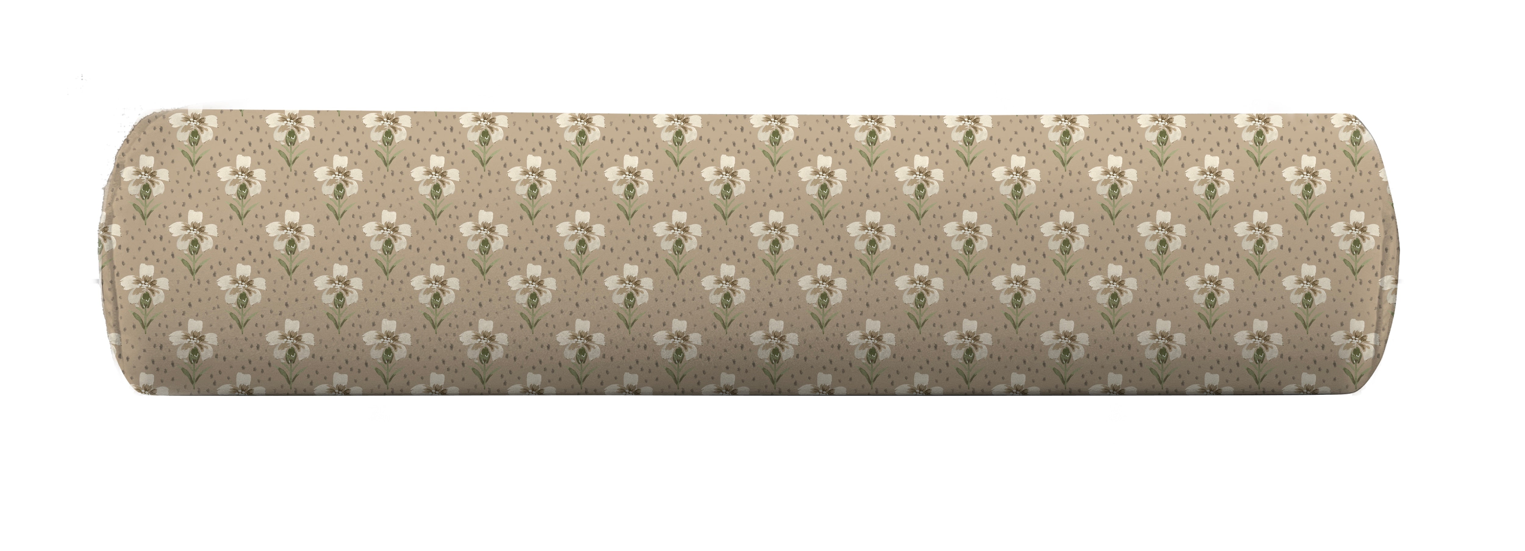 Bolster cover in neutral floral pattern by Camilla Moss