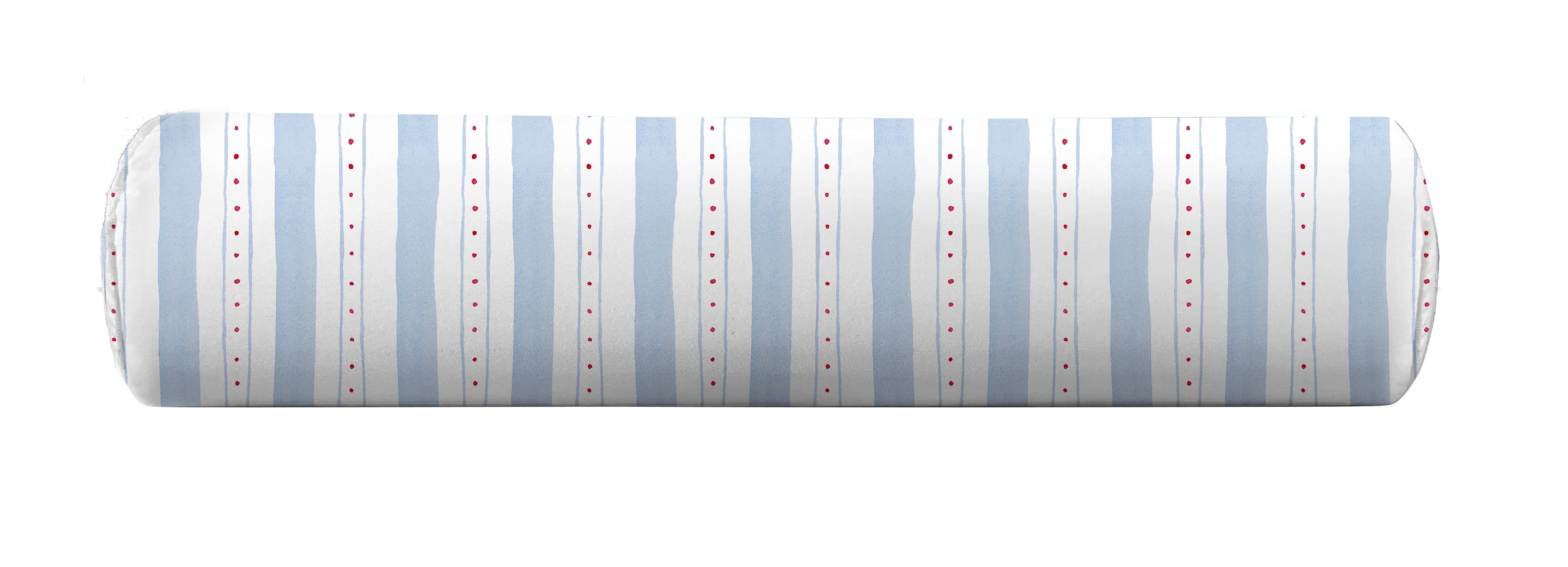 Bolster pillow cover in red and blue stripes by Camilla Moss