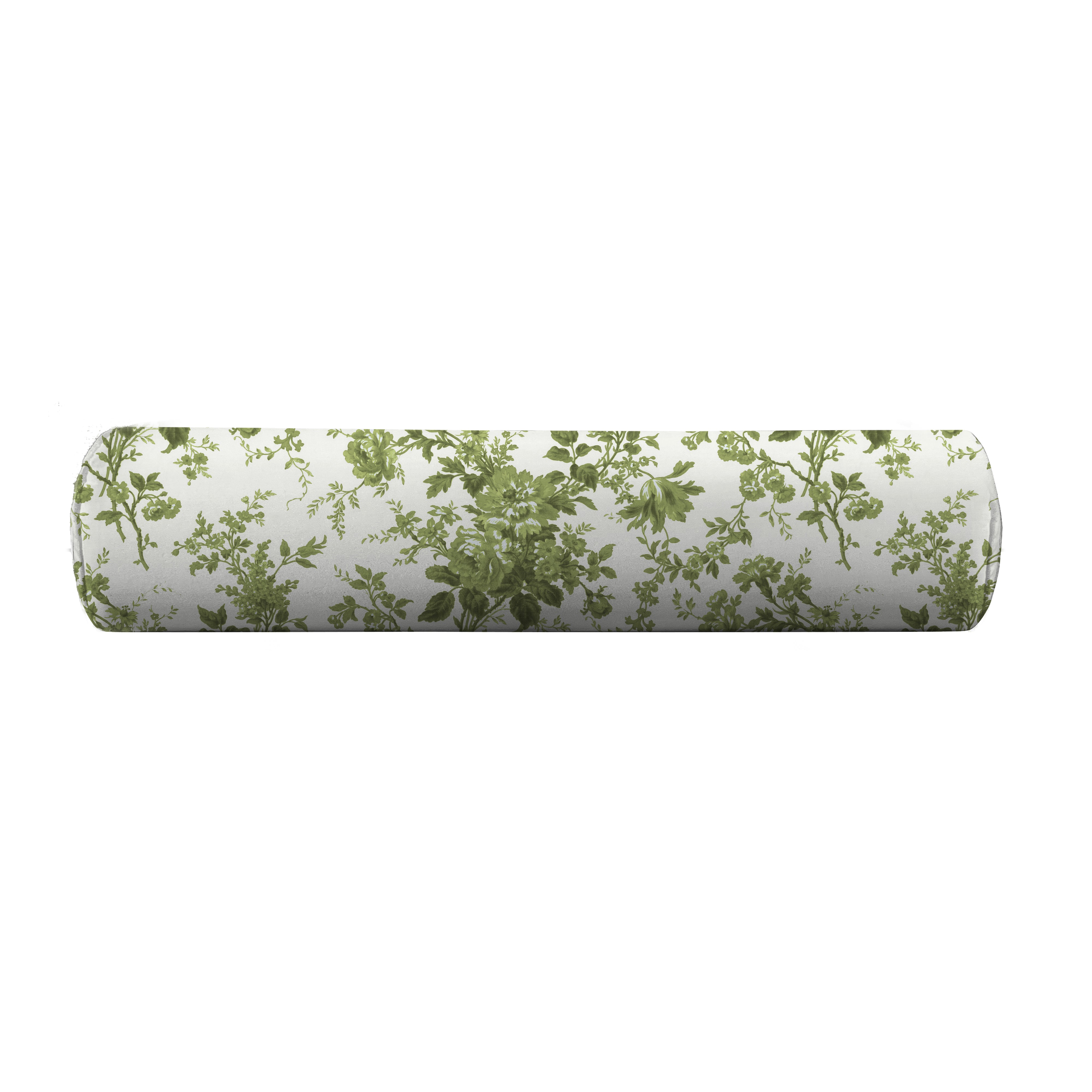 Green floral bolster pillow cover