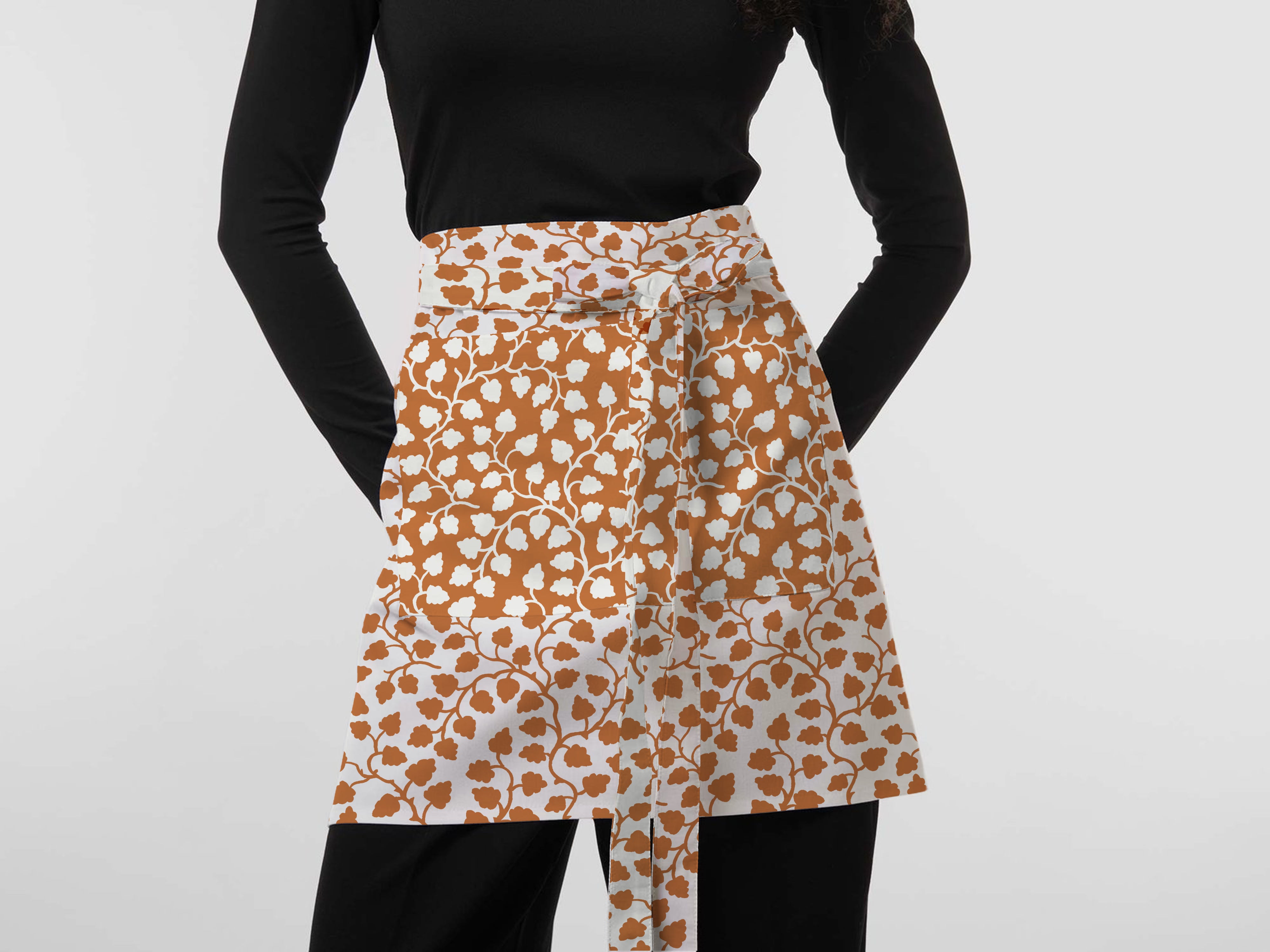 Burnt orange floral apron