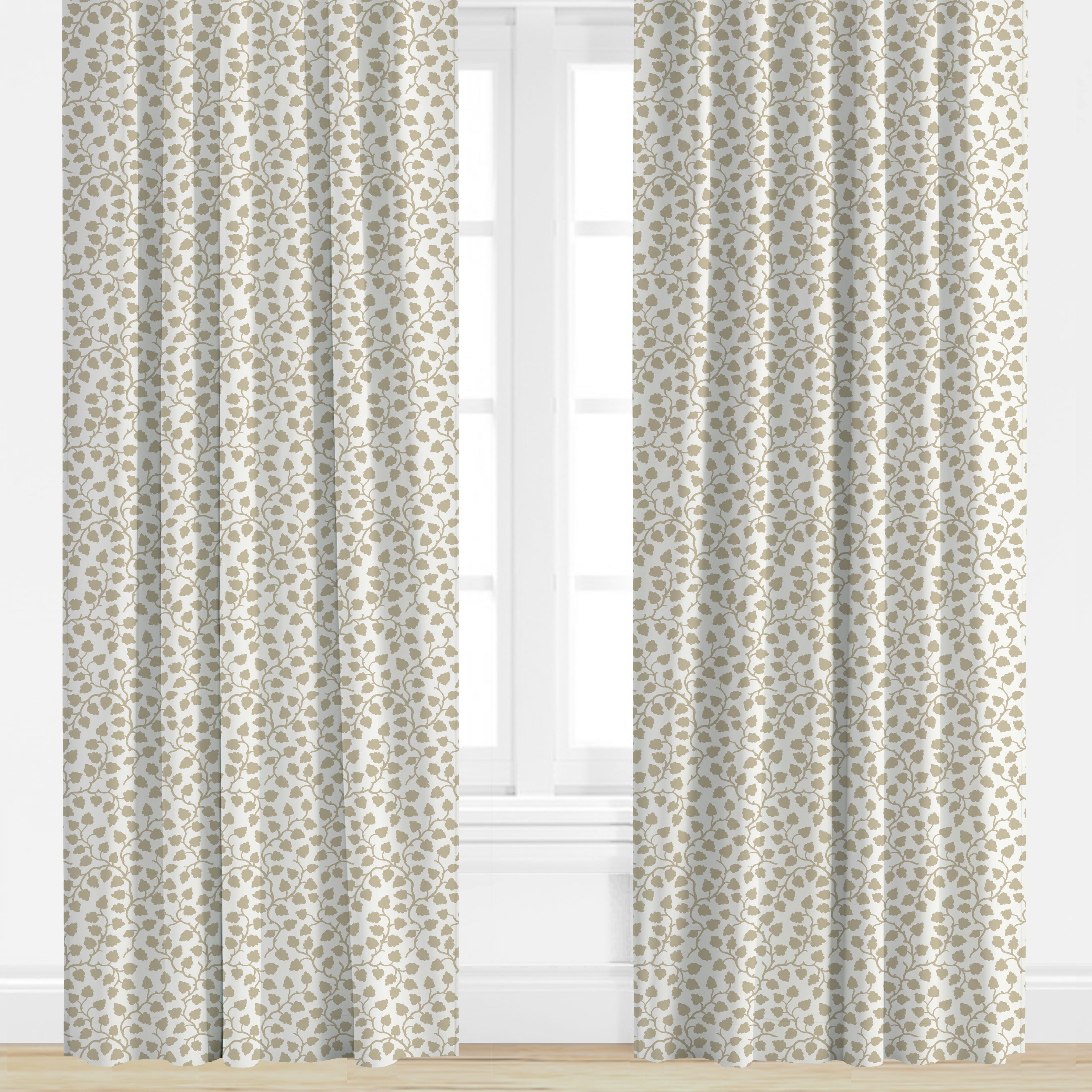 Floral drapes in light beige