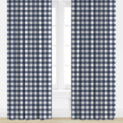 Navy blue checkered drapes