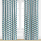 Curtains with a floral pattern in teal