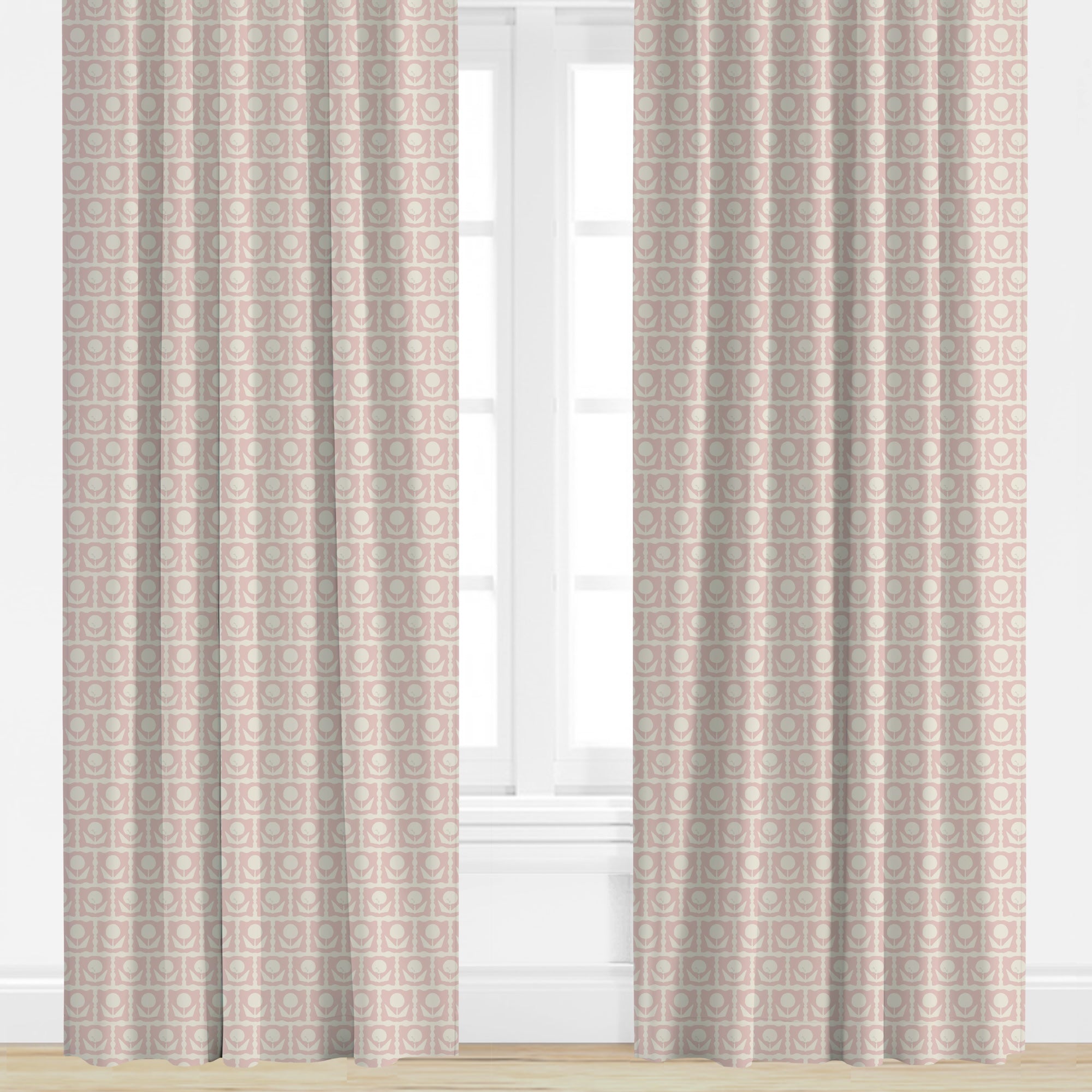 Pink floral patterned drapes