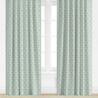 Floral block print drapes in seafoam