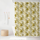 Yellow floral shower curtain