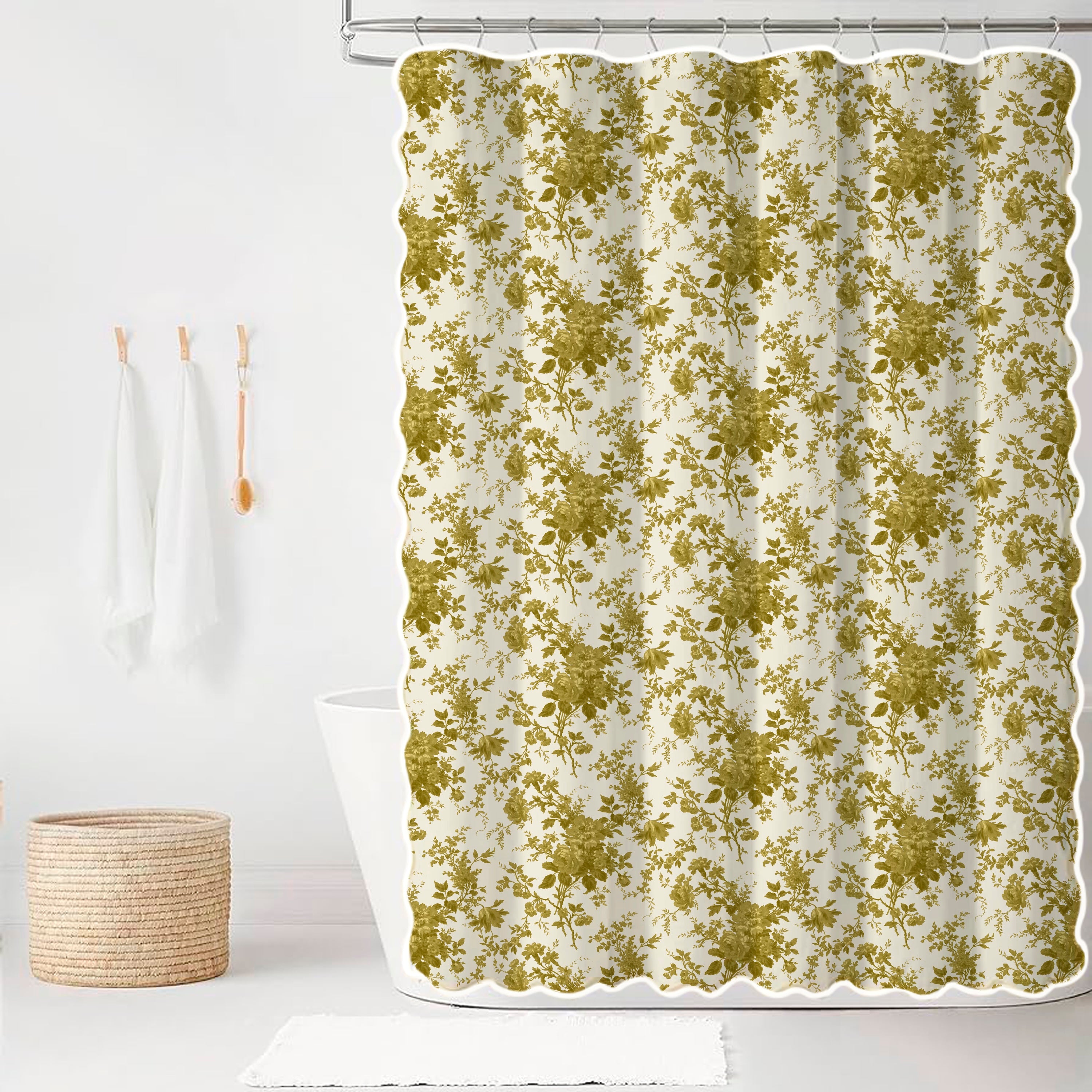 Yellow floral shower curtain