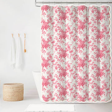 Keaton in Hot Pink Scalloped Edge Shower Curtain