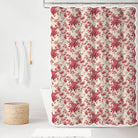 Pink floral shower curtain