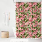 pink and green floral shower curtain