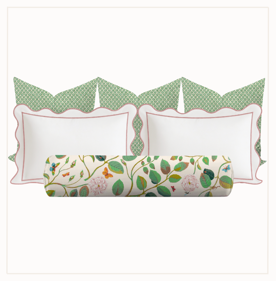 Green and Pink Bedroom pillow set