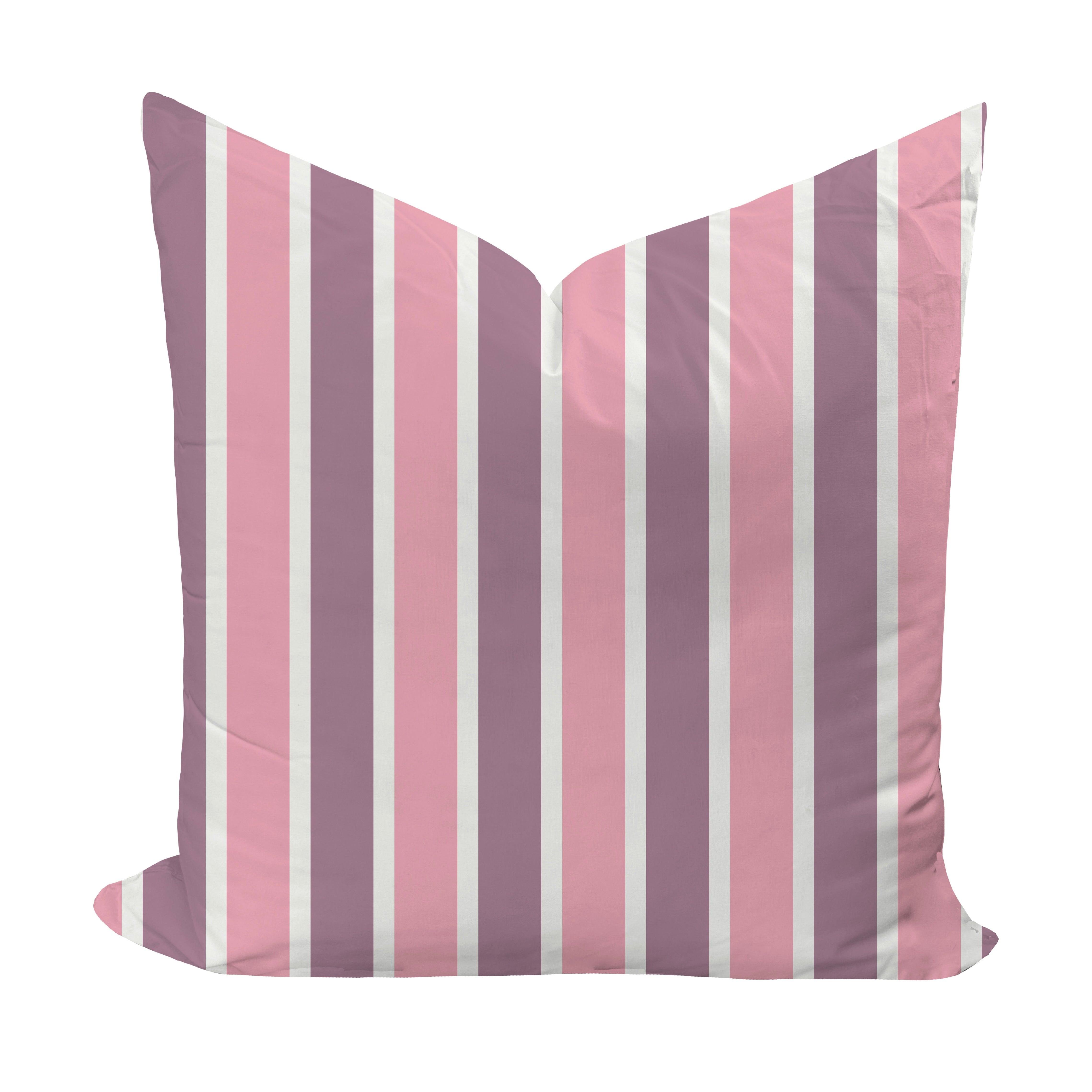 Striped pillow in pink and purple