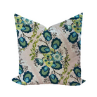 Floral patterned bedding pillow in blue and light pink