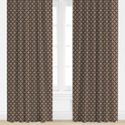Pair of brown patterned curtains on a white background