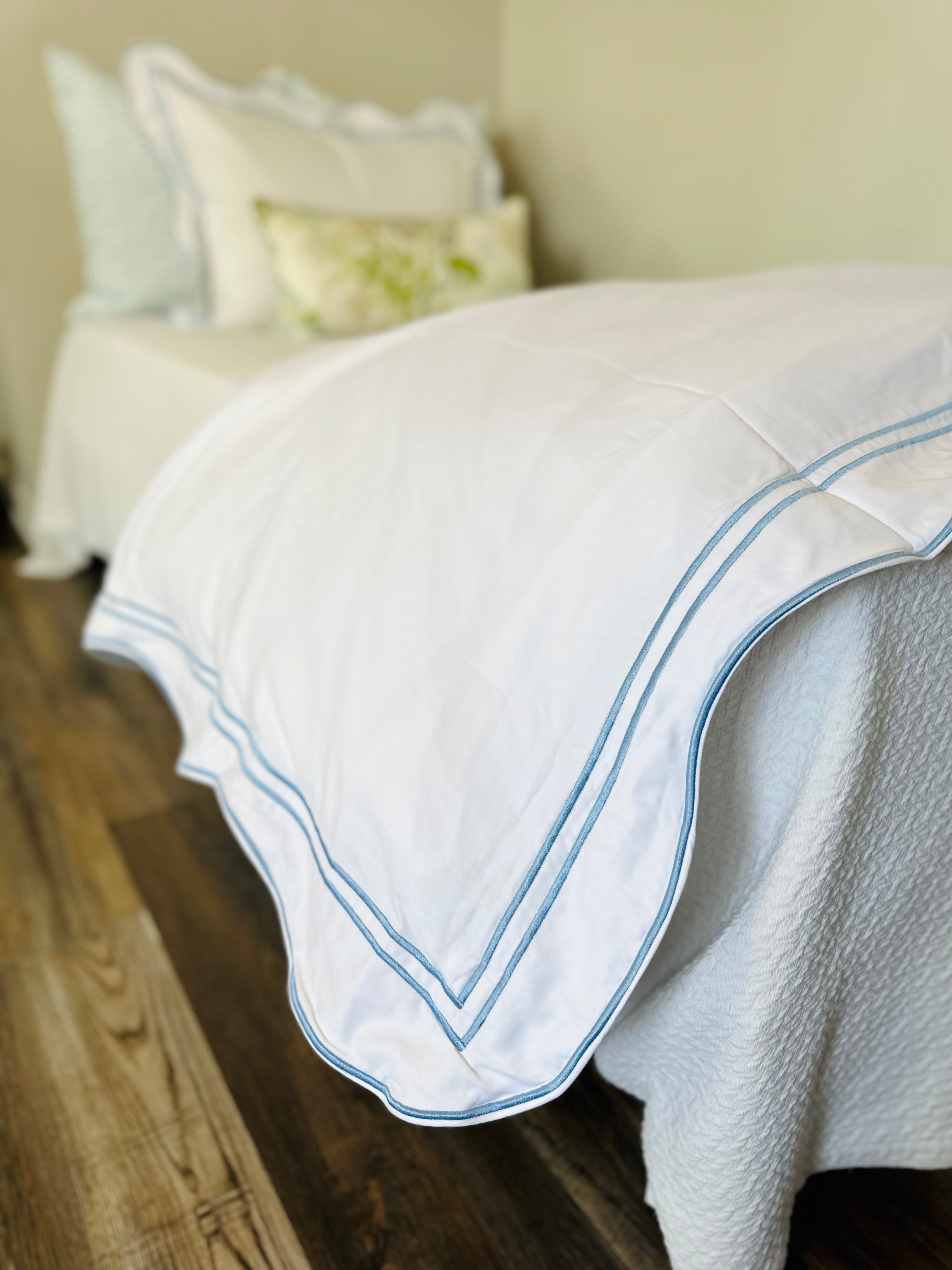 ★2025SS新作★RONRON★[SET] COTTON EYELET SCALLOP SET UP Updated Scallop Duvet Cover & Sham Sets