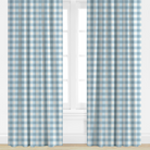 Blue and white checkered curtains on a window