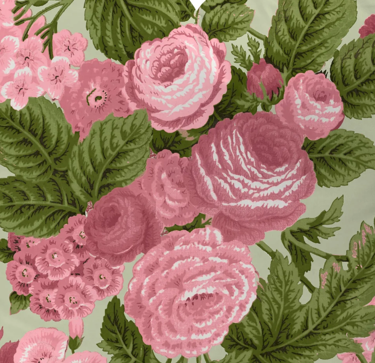 Pink and green floral fabric