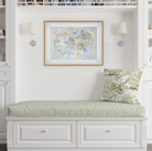 Custom bench cushion in green floral pattern