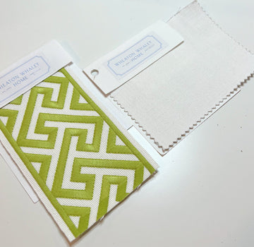 White Cotton with Lime/Yellow Corfu Tape Drapery Panel (Stain & Soil Repellant)